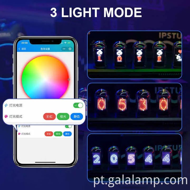 Relógio de tubo brilhante elegante para decoração de casa e escritório